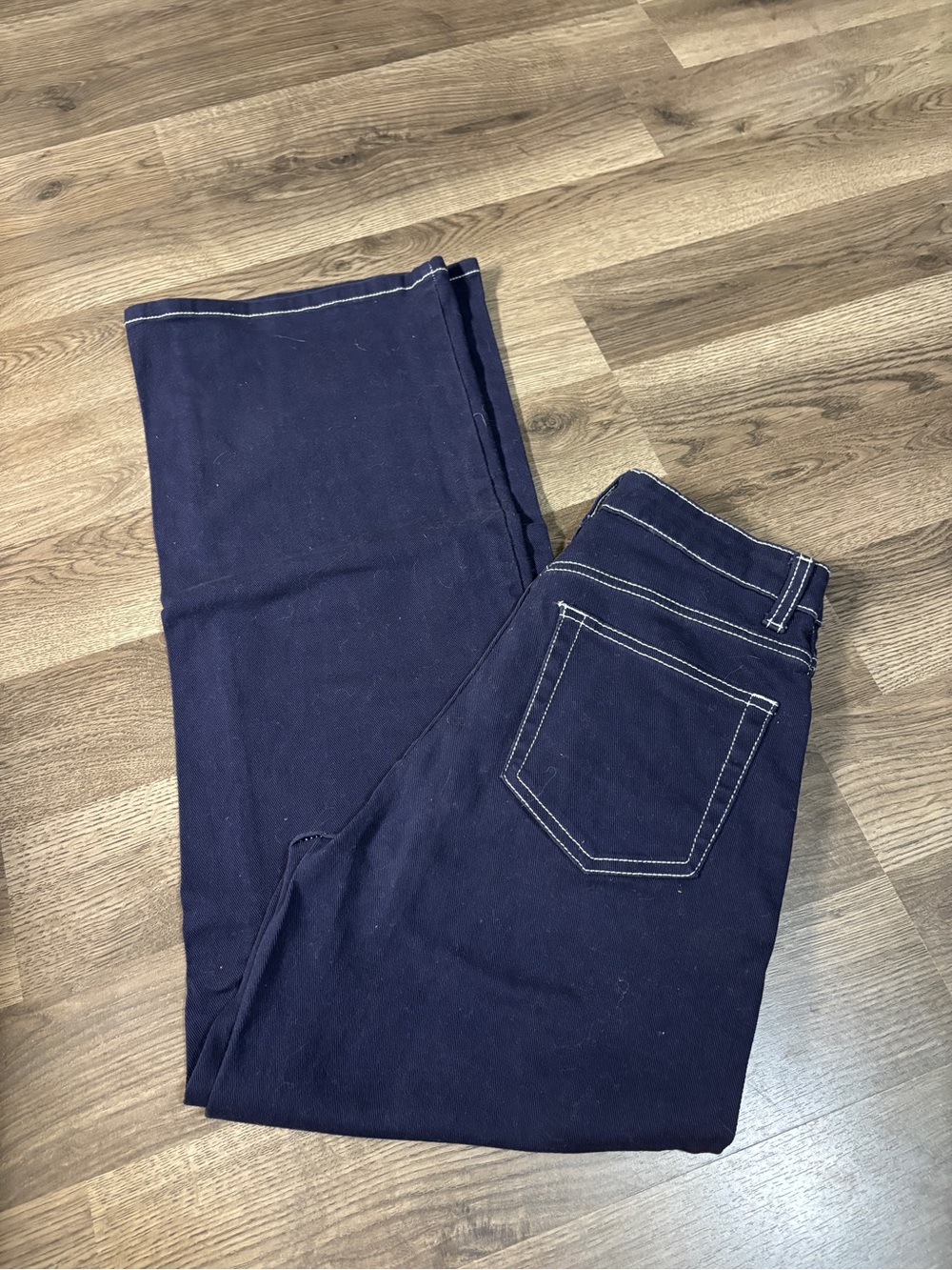 Divided Straight-Leg Jeans in Navy with Contrast Stitching